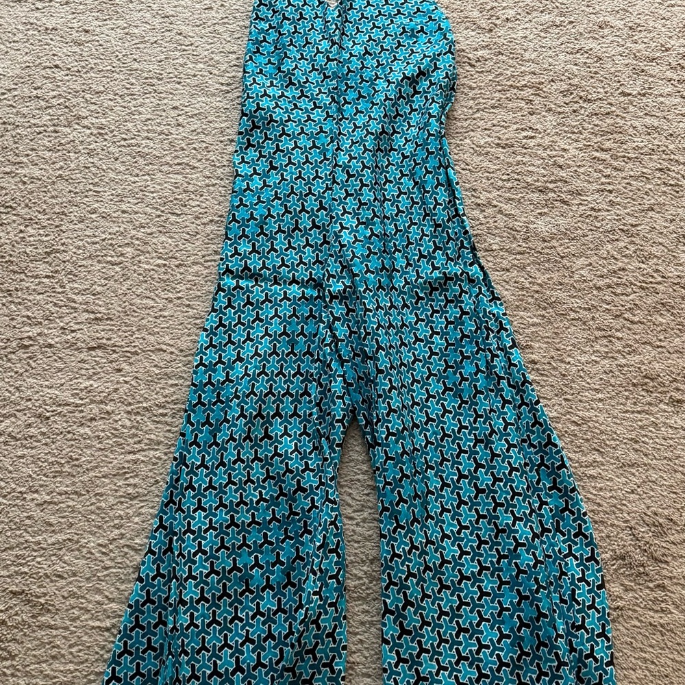 Banana Republic Teal and Black Patterned Jumpsuit- White Lotus Collection - Picture 4 of 10